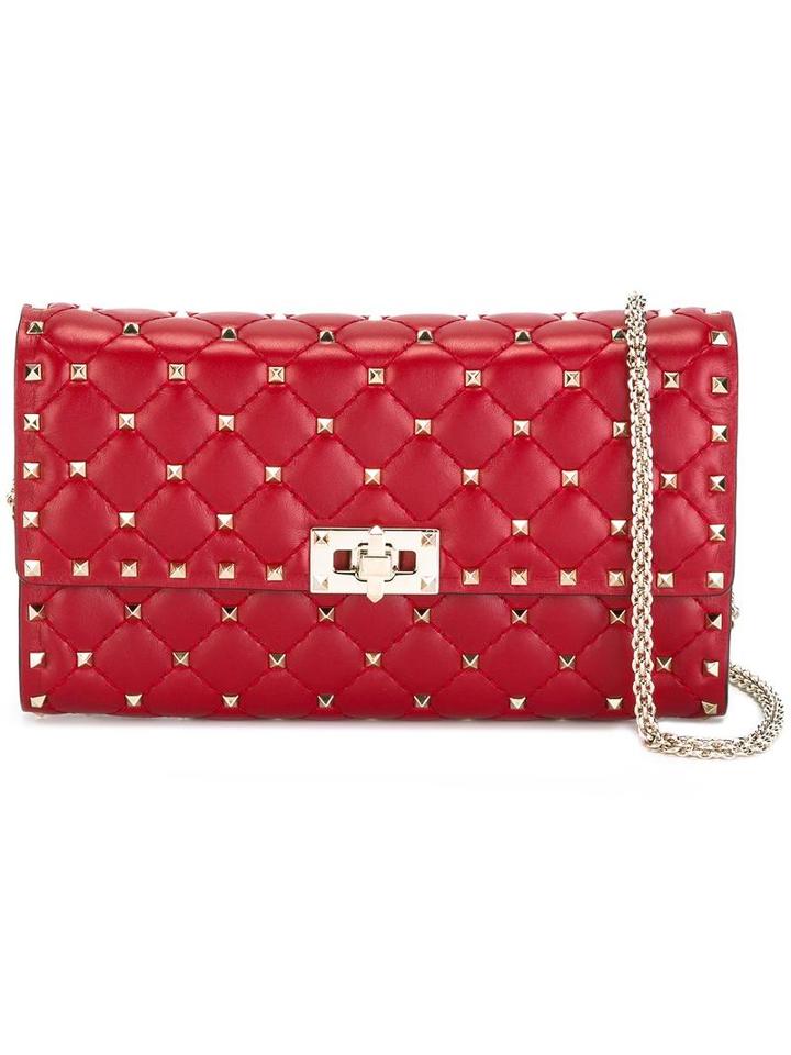 Valentino Valentino Garavani Rockstud Spike Shoulder Bag, Women's, Red, Leather