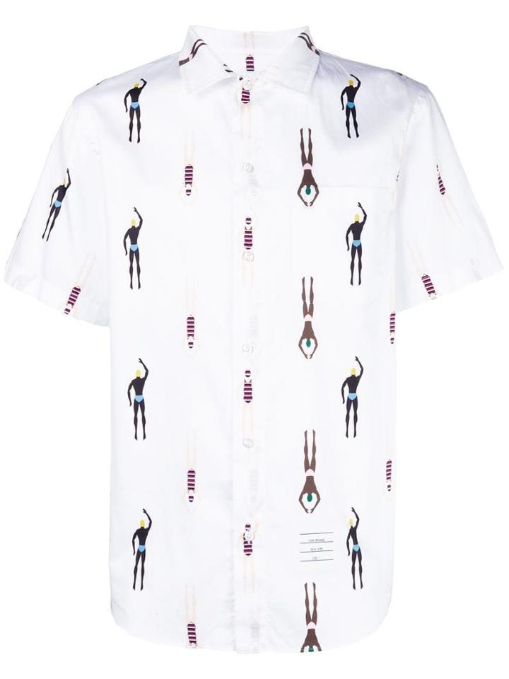 Thom Browne Swimmer Print Short Sleeve Shirt - White