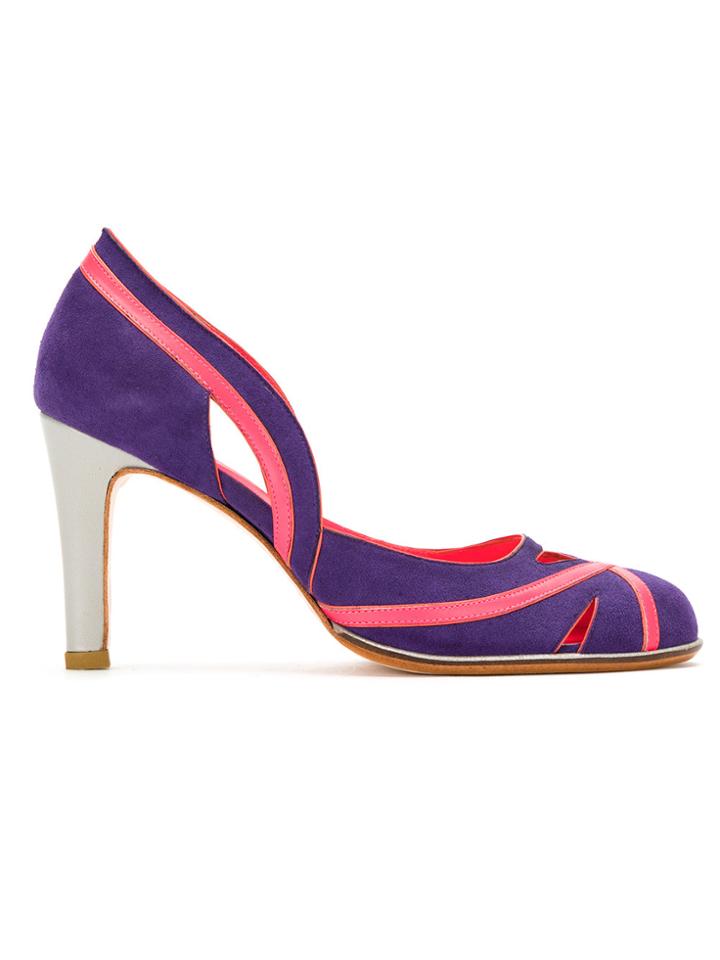 Sarah Chofakian Cut Out Pumps - Pink & Purple