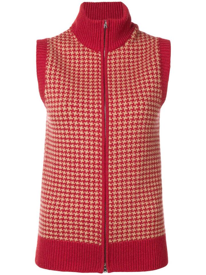 Holland & Holland Checked Knitted Top - Red