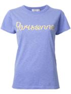 Maison Kitsuné Parisienne Print T-shirt, Women's, Size: Medium, Pink/purple, Cotton