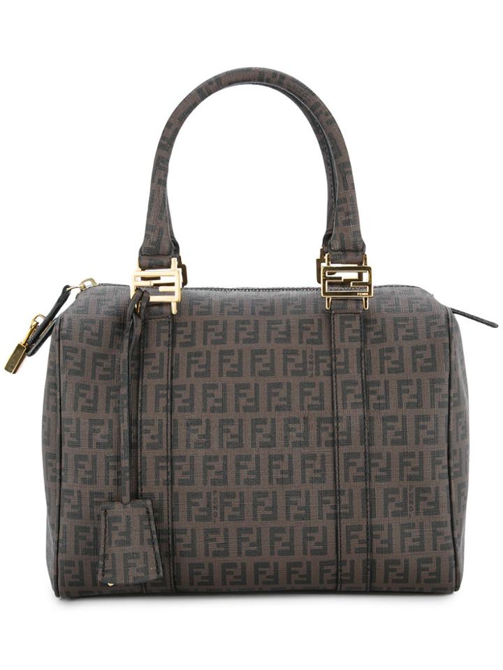 Fendi Vintage Zucchino Pattern Hand Bag Pvc - Brown