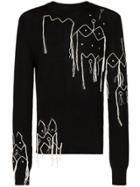 Jil Sander Embroidered Hanging Thread Cotton Jumper - Black
