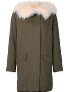 Yves Salomon Fur Collar Parka, Women's, Size: 32, Green, Cotton/fox Fur