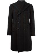 Tagliatore Mid-length Striped Peacoat, Men's, Size: 48, Brown, Linen/flax/alpaca/merino/polyamide