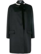Prada Embellished-collar Tailored Coat - Black