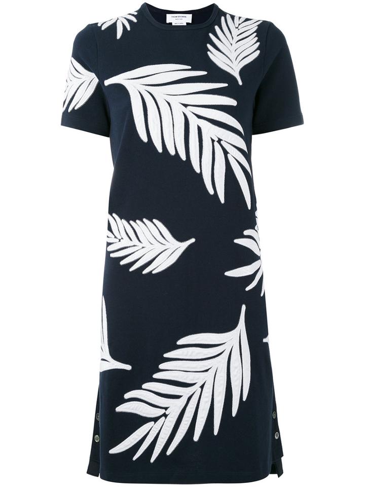 Thom Browne - Palm Tree Dress - Women - Cotton/polyester/rayon - 42, Blue, Cotton/polyester/rayon
