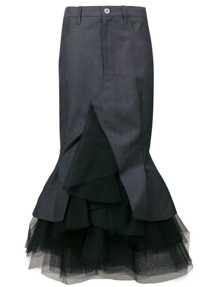 Junya Watanabe Tailored Layered Tulle Skirt - Grey
