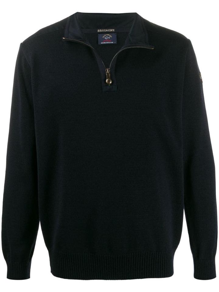 Paul & Shark Zipped Wool Sweater - Blue