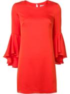 Milly Three-quarters Ruffled Sleeves Dress, Women's, Size: 2, Red, Silk/spandex/elastane