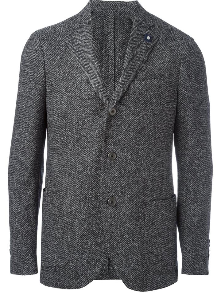 Lardini Classic Blazer, Men's, Size: 56, Grey, Silk/nylon/cupro/wool