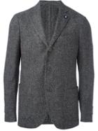 Lardini Classic Blazer, Men's, Size: 56, Grey, Silk/nylon/cupro/wool