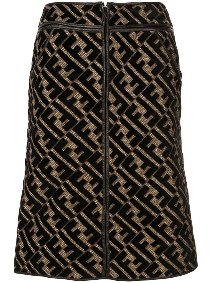 Fendi Pre-owned Ff Motif Knee-length Skirt - Brown
