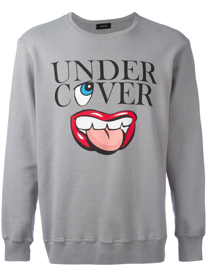 Undercover Slogan Graphic Print Sweatshirt, Men's, Size: 3, Grey, Cotton