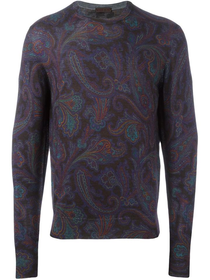 Etro Paisley Print Jumper, Men's, Size: Xl, Silk/cashmere/wool