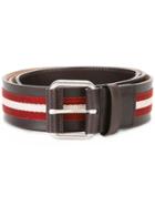 Bally Stripe Panel Belt - Red