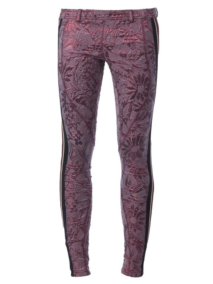 Faith Connexion Cloqué Skinny Trousers, Women's, Size: 40, Pink/purple, Cotton/lurex/polyamide/metallized Polyester
