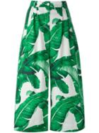Dolce & Gabbana Banana Leaf Print Culottes, Women's, Size: 46, Green, Cotton