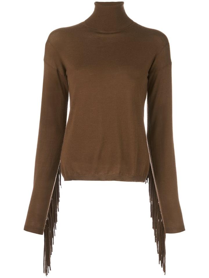 P.a.r.o.s.h. Fringed Back 'loris' Sweater, Women's, Size: Small, Brown, Cashmere/wool