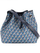 Lancaster Geometric Pattern Drawstring Shoulder Bag - Blue