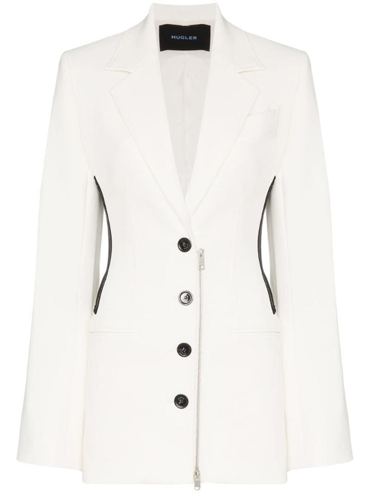 Mugler Two-tone Scuba Blazer - White
