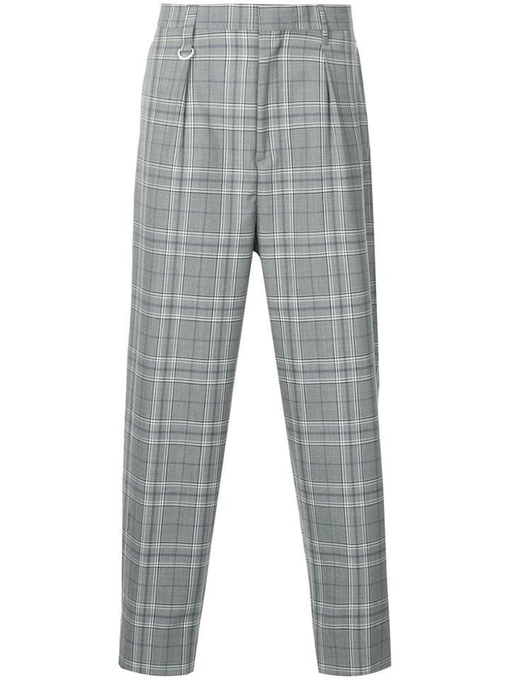 Monkey Time Plaid High-waisted Trousers - Grey