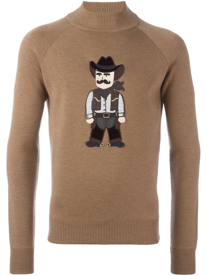 Dolce & Gabbana Cowboy Patch Jumper, Men's, Size: 52, Nude/neutrals, Virgin Wool