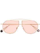 Ahlem Rose Gold Petit Pont Aviator Frame Sunglasses - Metallic