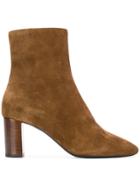 Saint Laurent Almond Toe Ankle Boots - Brown