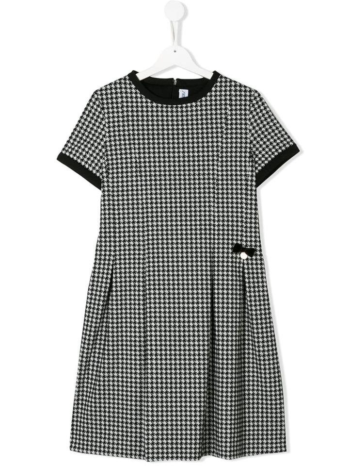 Simonetta Houndstooth Pleated Dress - Black