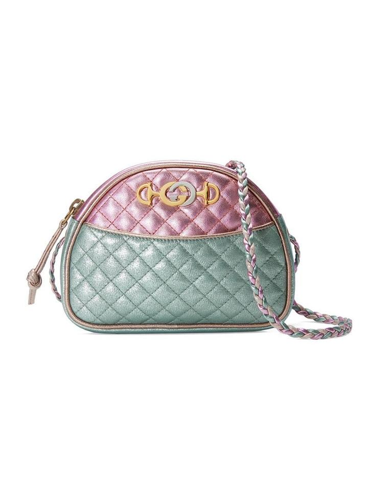 Gucci Pink And Blue Laminated Leather Mini Bag