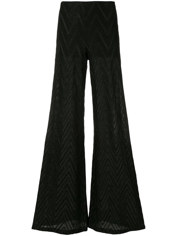 M Missoni Zigzag Lurex Knit Palazzo Pants - Black