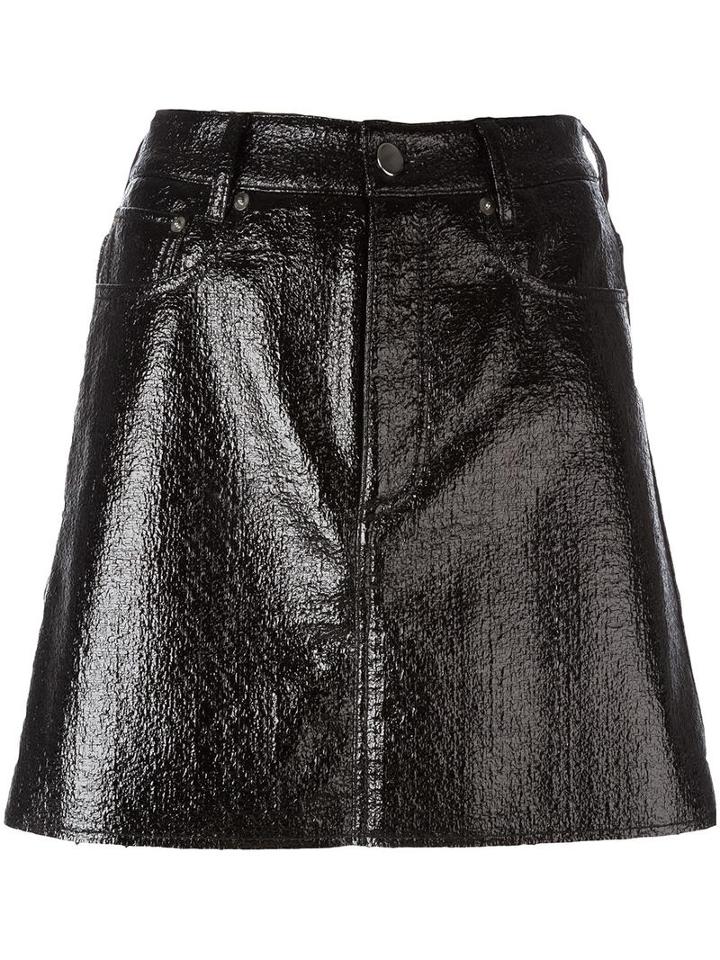 Mm6 Maison Margiela Coated Mini Skirt, Women's, Size: 40, Black, Polyester/polyurethane/viscose