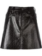 Mm6 Maison Margiela Coated Mini Skirt, Women's, Size: 40, Black, Polyester/polyurethane/viscose