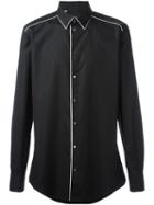 Dolce & Gabbana Piped Trim Shirt, Men's, Size: 42, Black, Silk/cotton