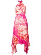 Josie Natori Peony Print Halterneck Dress - Pink & Purple