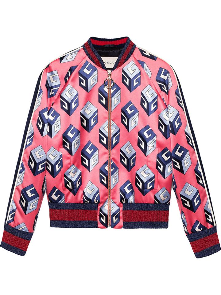 Gucci Gg Wallpaper Print Duchesse Bomber - Pink & Purple