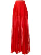 Elie Saab Pleated Wide Palazzo Pants, Women's, Size: 38, Red, Polyester