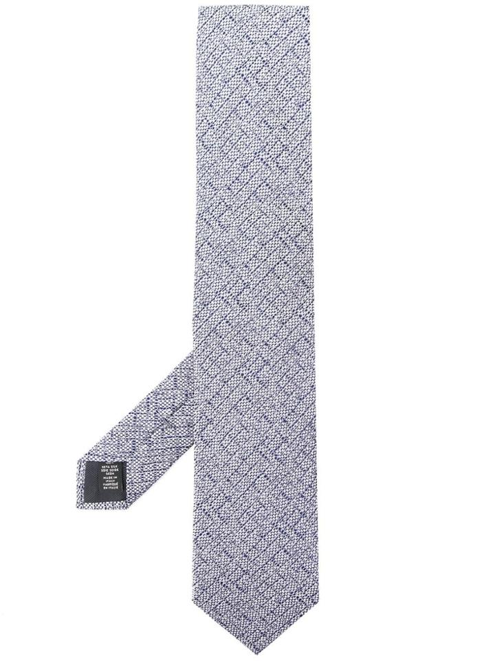 Ermenegildo Zegna Embroidered Woven Tie - Blue