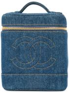 Chanel Vintage Denim Cc Cosmetic Vanity Bag - Blue