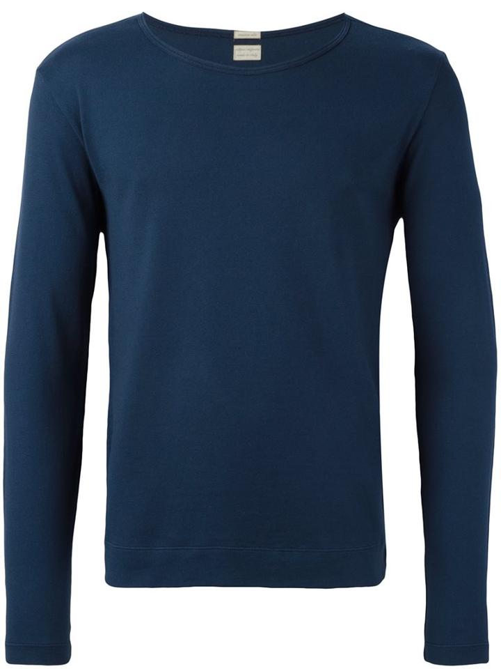 Massimo Alba Boat Neck Jumper, Men's, Size: Large, Blue, Cotton/cashmere