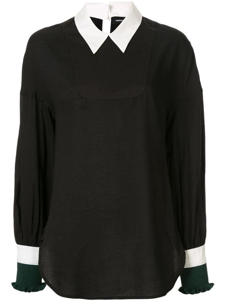 Undercover Contrast Collar Blouse - Black