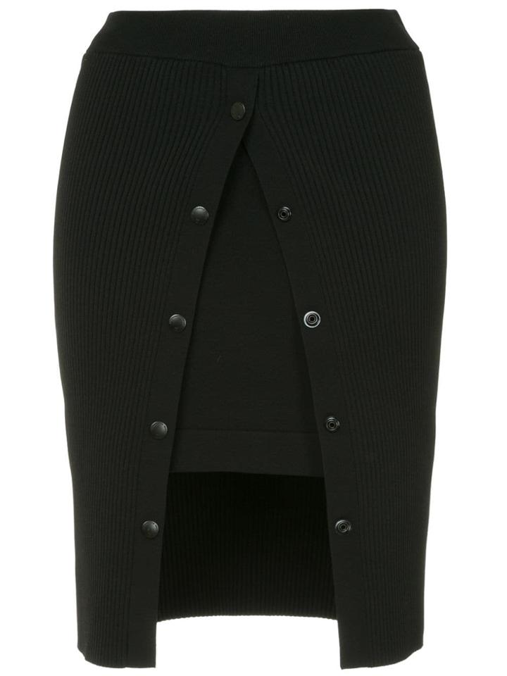 T By Alexander Wang Ribbed Fitted Skirt - Black