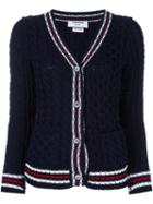 Thom Browne Chunky Cable Knit Cardigan, Women's, Size: 42, Blue, Wool