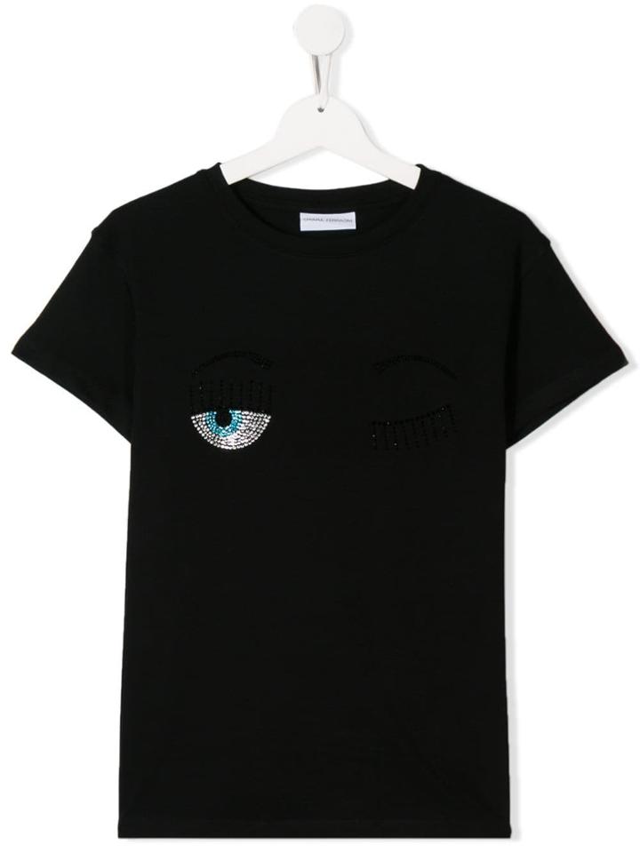 Chiara Ferragni Kids Flirting Eye T-shirt - Black