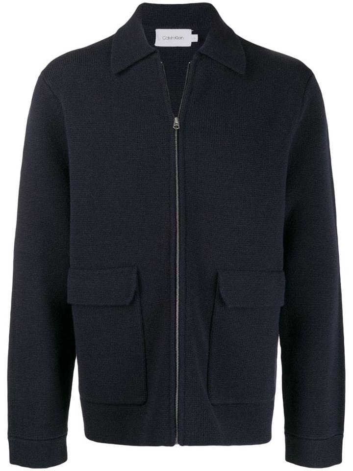 Calvin Klein Zipped Knit Jacket - Blue