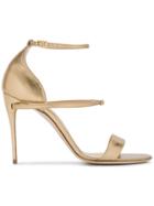 Jennifer Chamandi Gold Leather Rolando 105 Sandals - Metallic