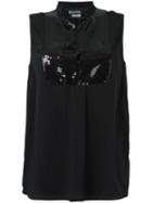 Boutique Moschino Sequin Embellished Tank Top, Women's, Size: 44, Black, Silk/rayon