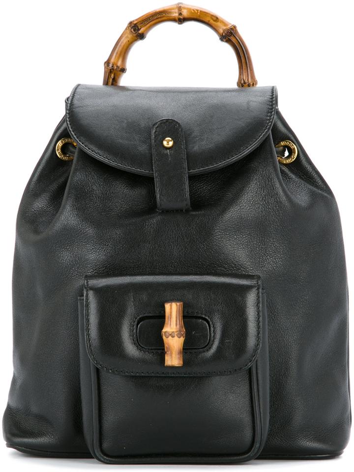 Gucci Vintage Gucci Bamboo Backpack - Black