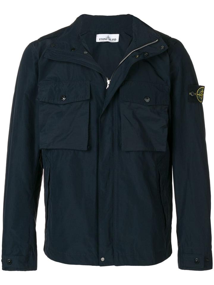 Stone Island Detachable Logo Lightweight Jacket - Blue